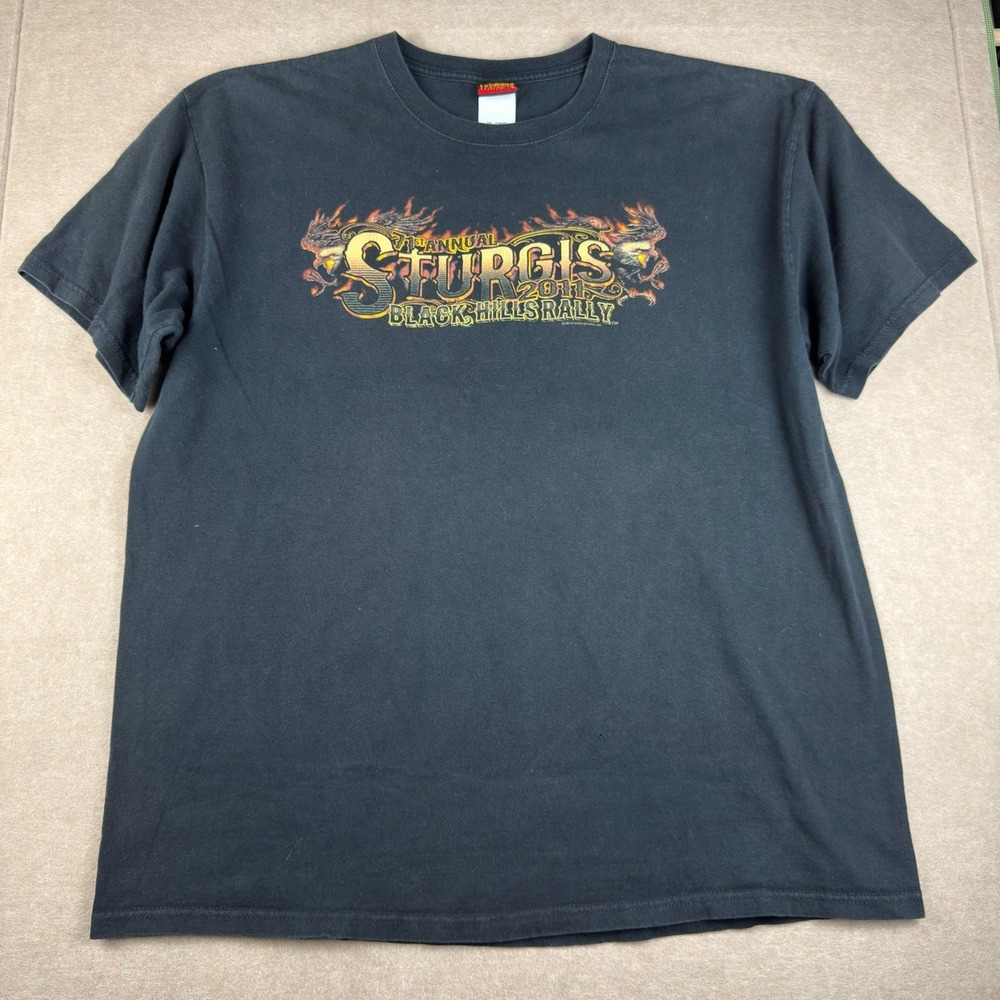 Sturgis 71st Annual 2011 T-Shirt Men L Black Hills‎ Rally Eagle Flame Bikers Tee
